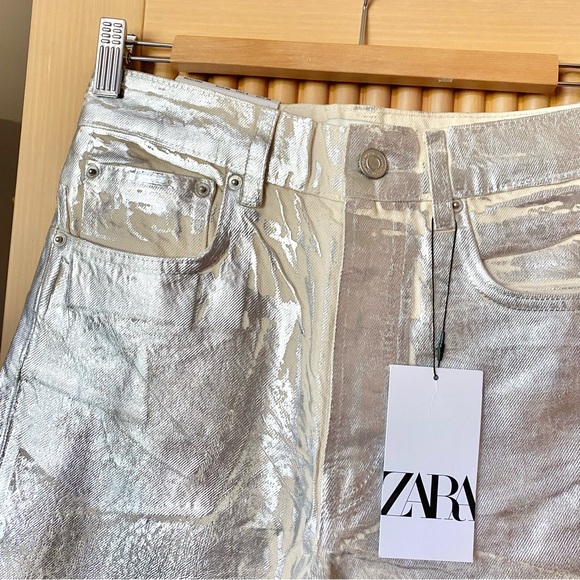 Zara silver metallic wide leg jeans the boy boy fit - Picture 7 of 16